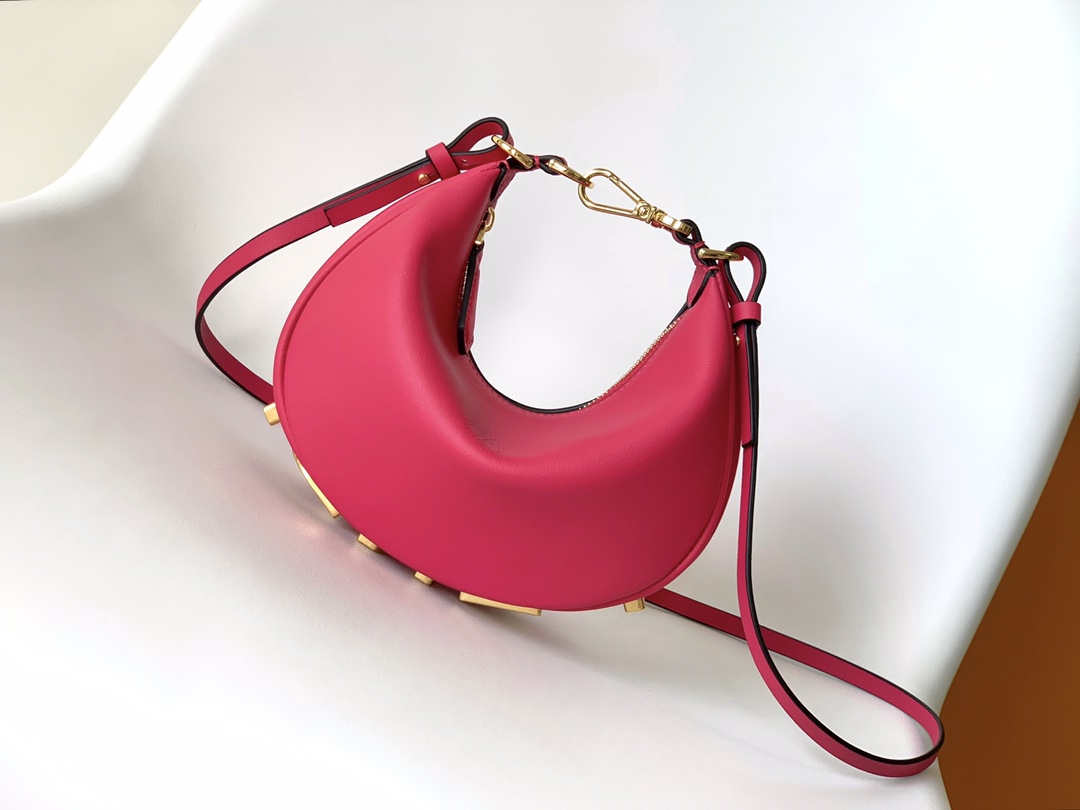 Fendi Mini Fendigraphy Leather Hobo Shoulder Bag Rose Pink